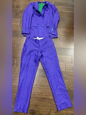 Halloween Costume Spirit Purple Pinstripe Suit with Green Accents